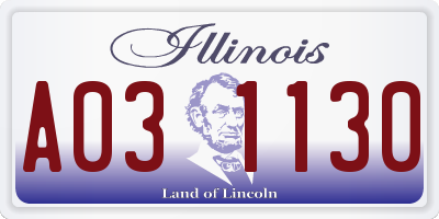 IL license plate A031130
