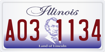 IL license plate A031134