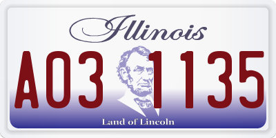 IL license plate A031135