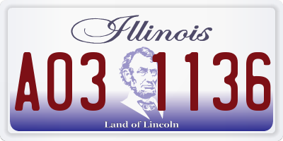 IL license plate A031136