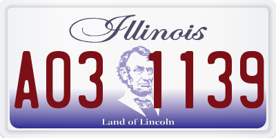 IL license plate A031139