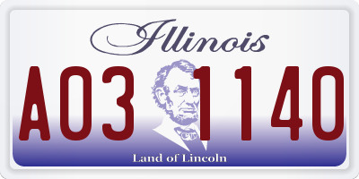 IL license plate A031140