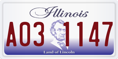 IL license plate A031147