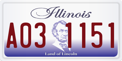 IL license plate A031151