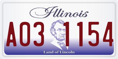 IL license plate A031154