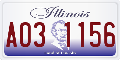 IL license plate A031156