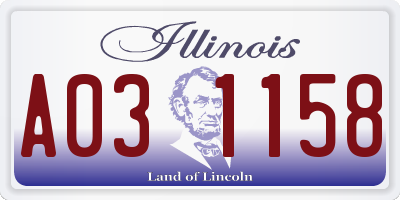 IL license plate A031158