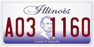 IL license plate A031160