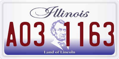 IL license plate A031163