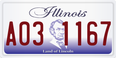 IL license plate A031167