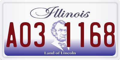 IL license plate A031168