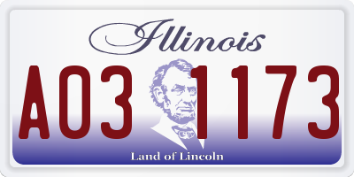 IL license plate A031173