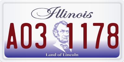 IL license plate A031178