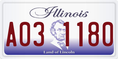 IL license plate A031180