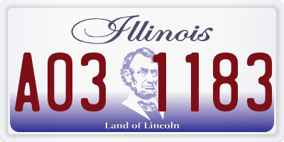 IL license plate A031183