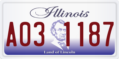 IL license plate A031187
