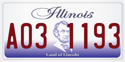 IL license plate A031193