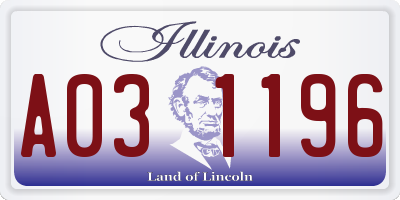 IL license plate A031196