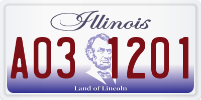 IL license plate A031201