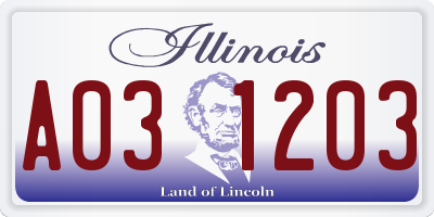 IL license plate A031203