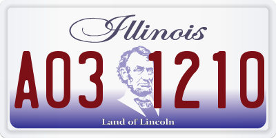 IL license plate A031210