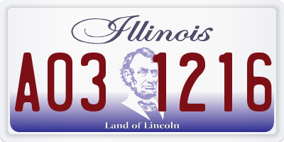 IL license plate A031216