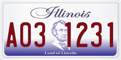 IL license plate A031231