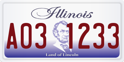 IL license plate A031233