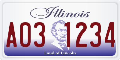 IL license plate A031234