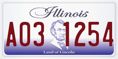 IL license plate A031254