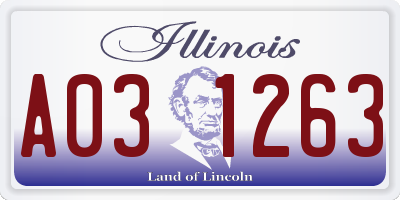 IL license plate A031263