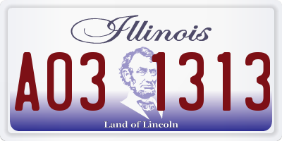 IL license plate A031313