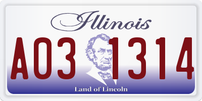 IL license plate A031314