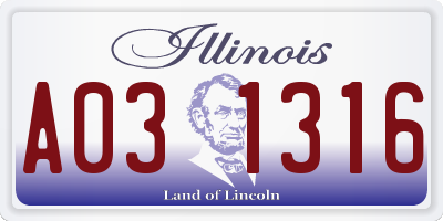 IL license plate A031316