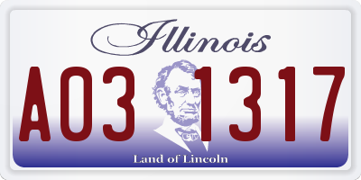 IL license plate A031317