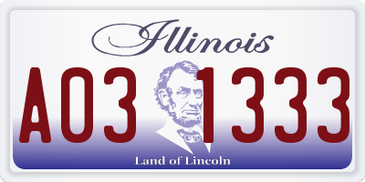 IL license plate A031333