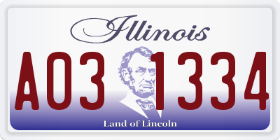 IL license plate A031334