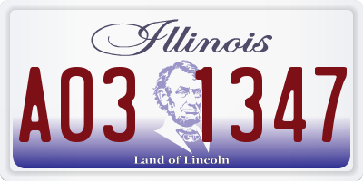 IL license plate A031347