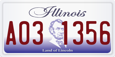 IL license plate A031356