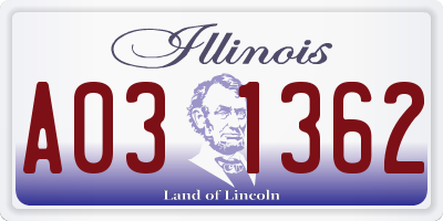 IL license plate A031362