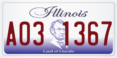 IL license plate A031367