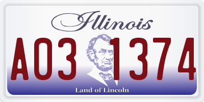IL license plate A031374