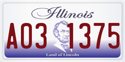 IL license plate A031375