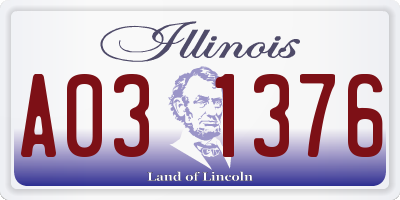 IL license plate A031376