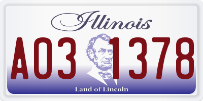 IL license plate A031378