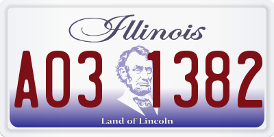IL license plate A031382