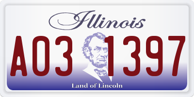IL license plate A031397