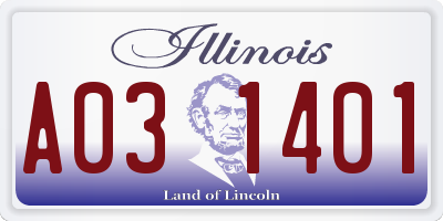 IL license plate A031401