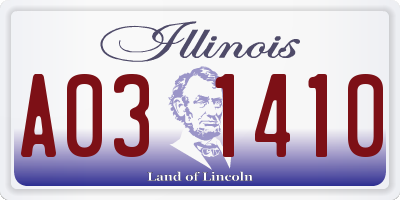 IL license plate A031410