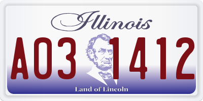 IL license plate A031412
